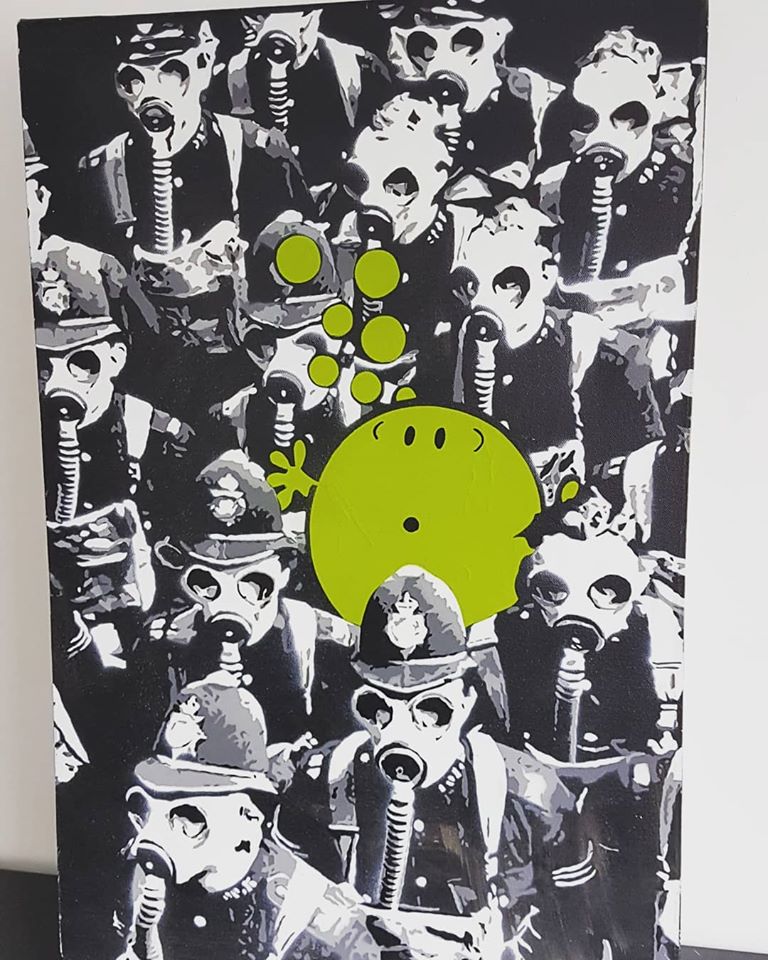 Covid 19 stencil on canvas by T.Wat