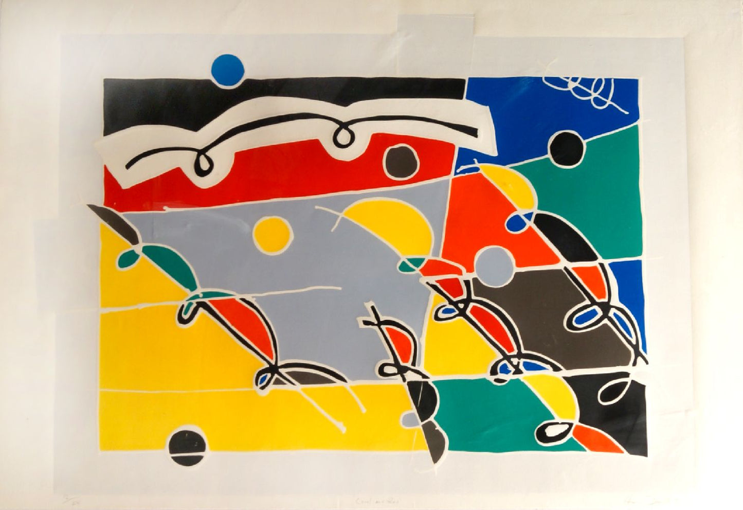 Harvey Daniels - Coral and Red, lithograph - British Geometrical Art on Paper