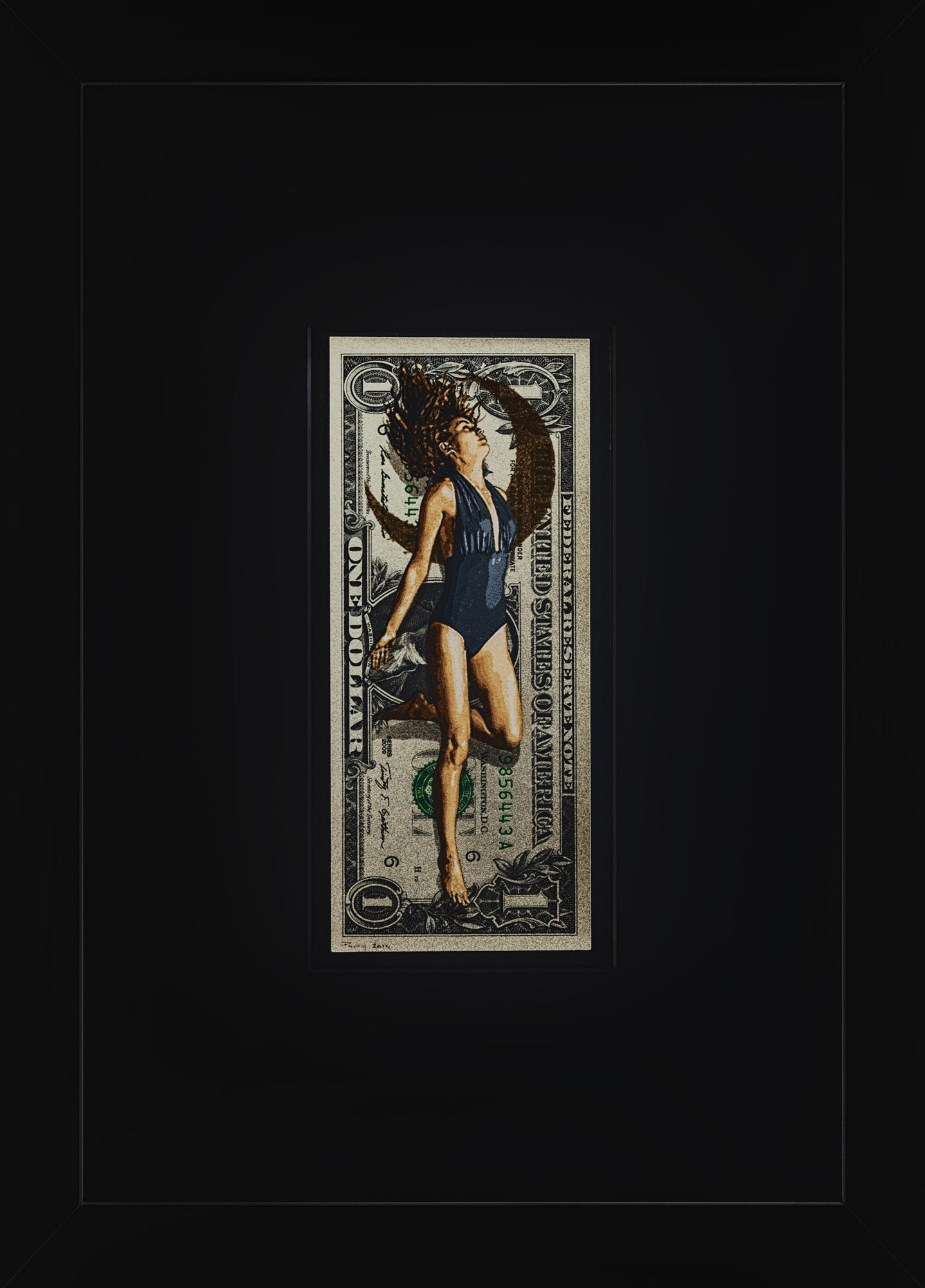 Penny, 'I Wouldn't Hold Your Breath' spray paint stencil on 1 dollar banknote