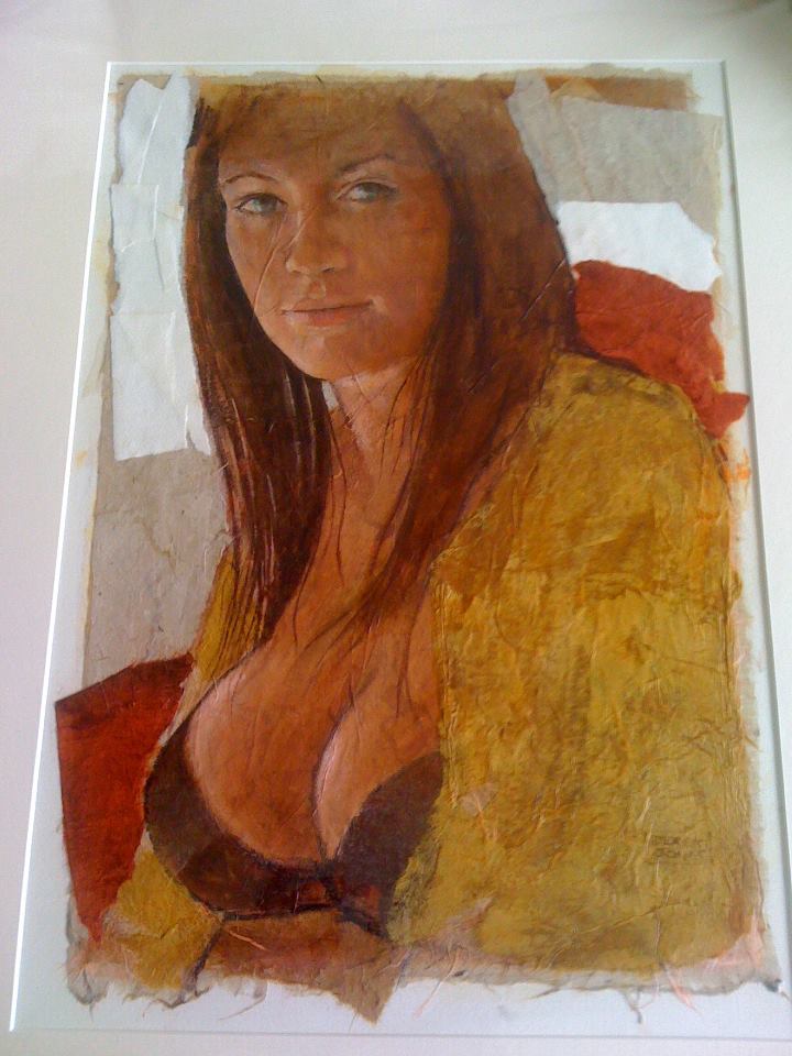 Jones, Derek - "Tara smiles", Conte, collage and acrylic on layers of rag paper.