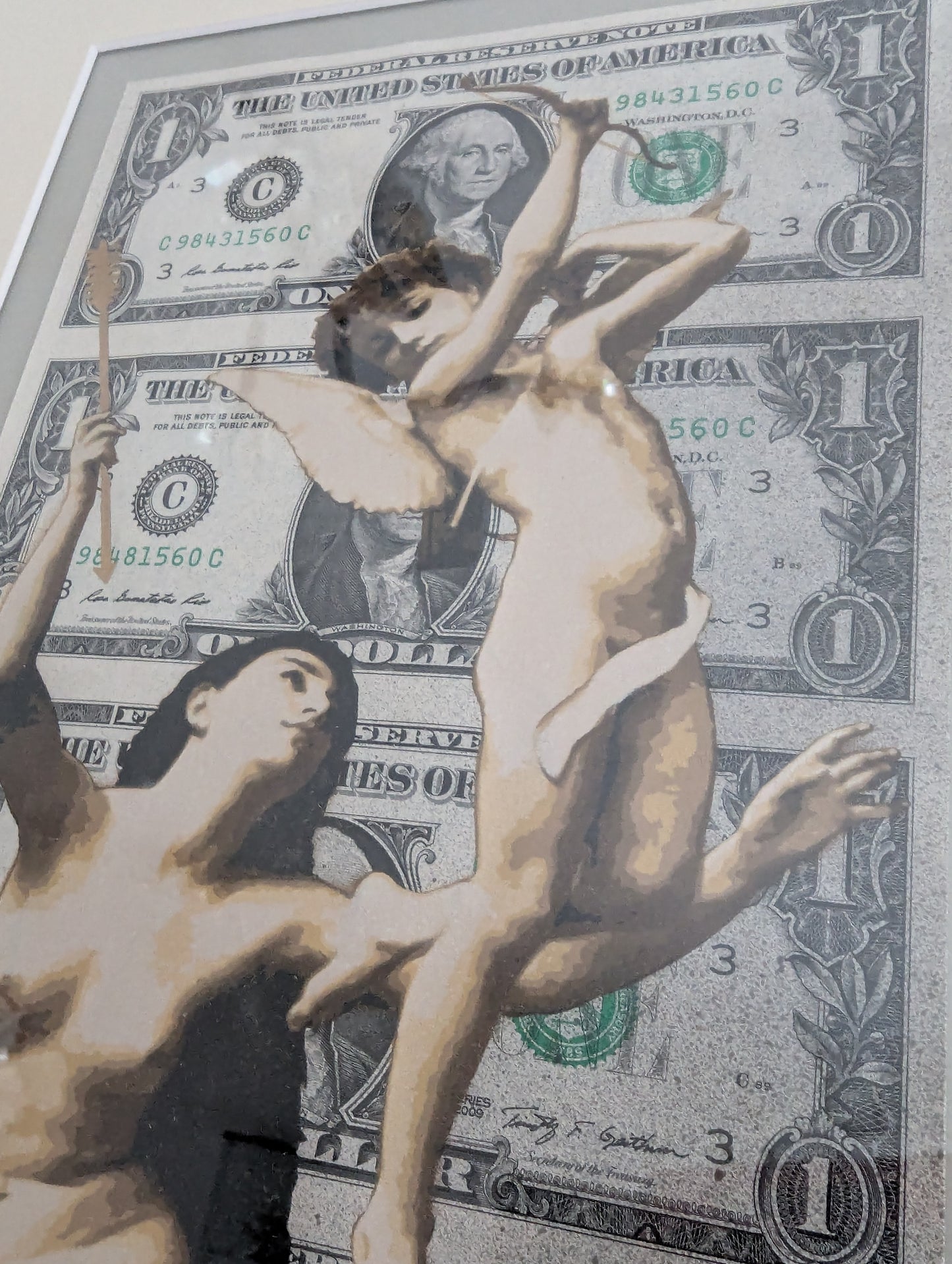 Penny - It's the economy Cupid - British Stencil Art on Dollar Banknotes