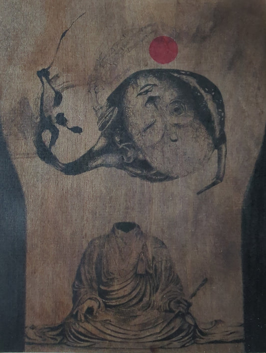 Nishi - Honorable Buddha - 御佛 (Mihotoke)  Mixed Media on Wood  - Japanese Contemporary Art