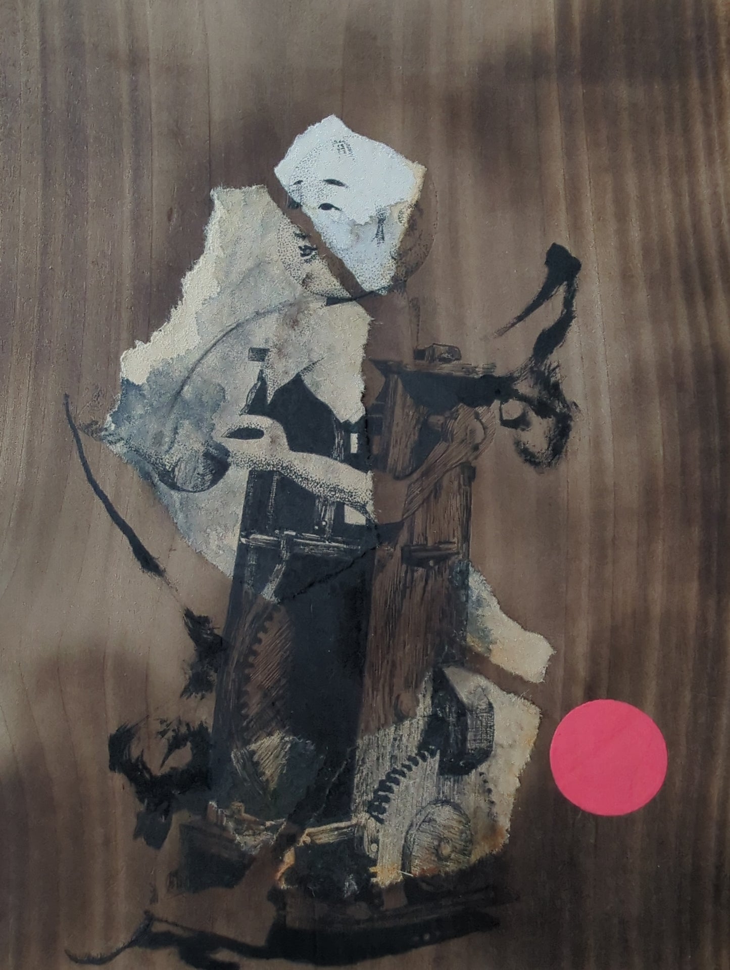 Nishi - Mechanisms (Karakuri) 2 - からくり  Mixed Media on Wood- Japanese Contemporary Art