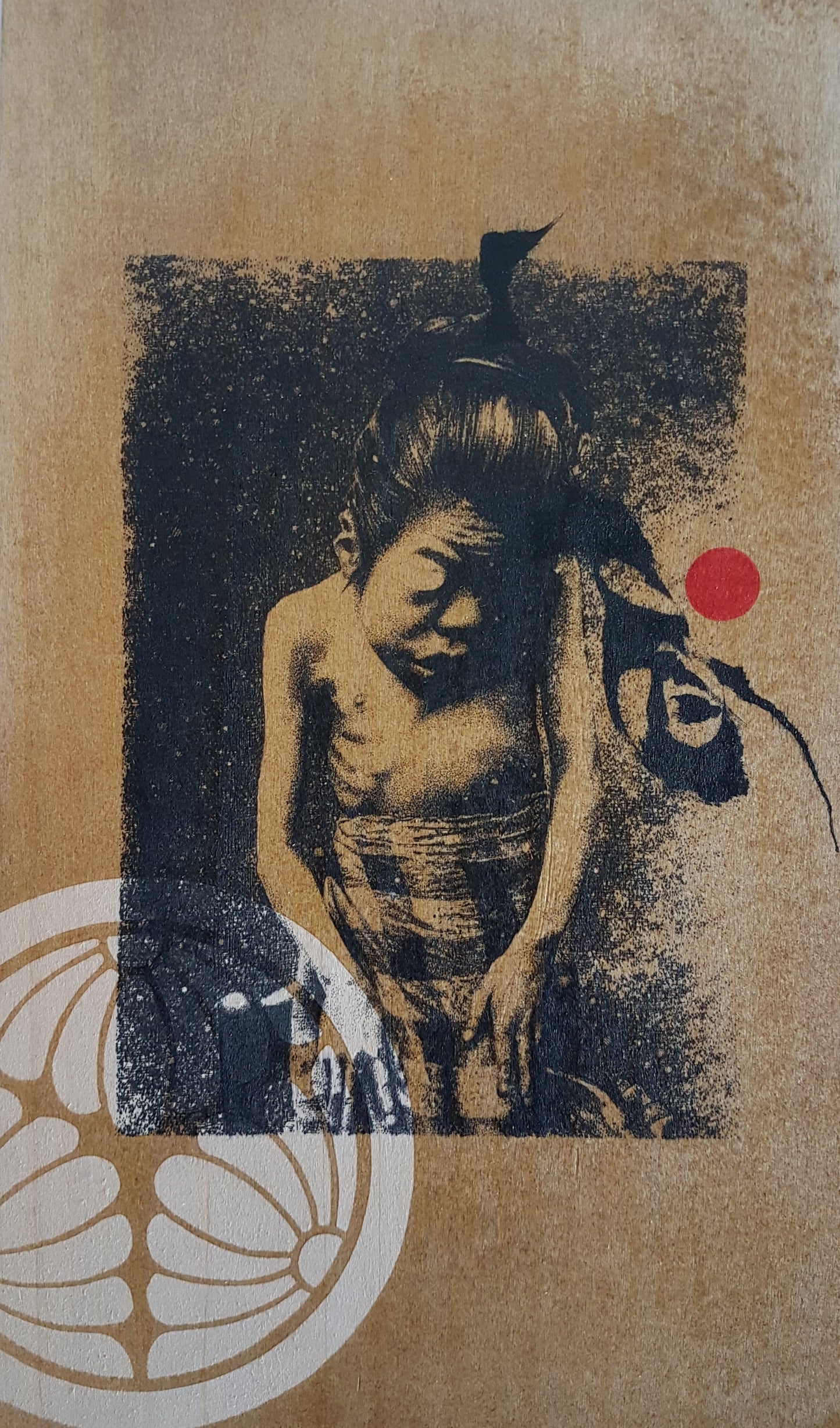 Mukiryoku, mixed media on wood by Nishi