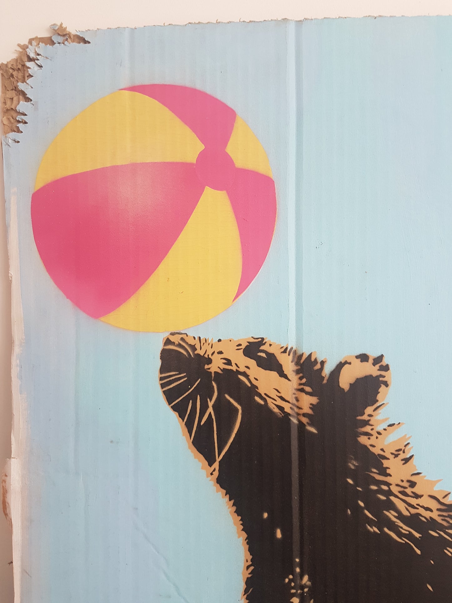 T.Wat, "Beach Rat", Original spray paint stencil on cardboard, British Street Art