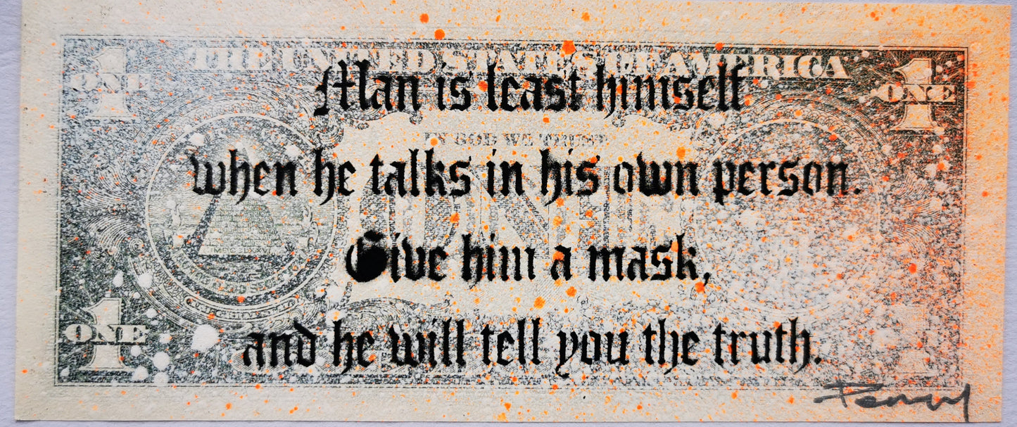 Penny - Stencilled quote on dollar banknote - British Stencil Art