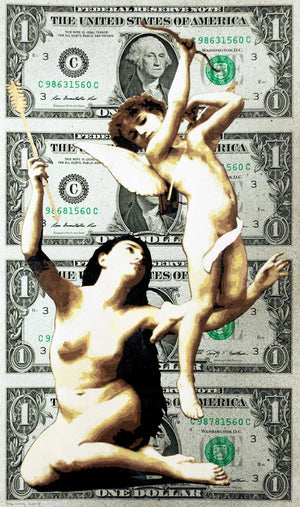 Penny - It's the economy Cupid - British Stencil Art on Dollar Banknotes