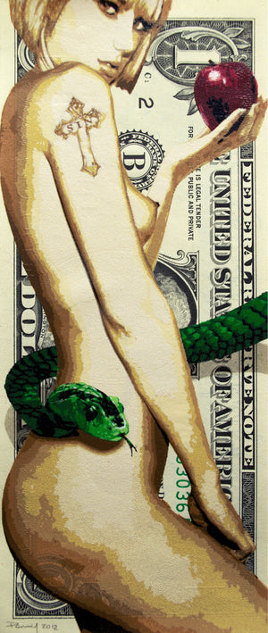 Penny - The First Lady, 22 layer hand cut stencil  Spray paint on $1 bill