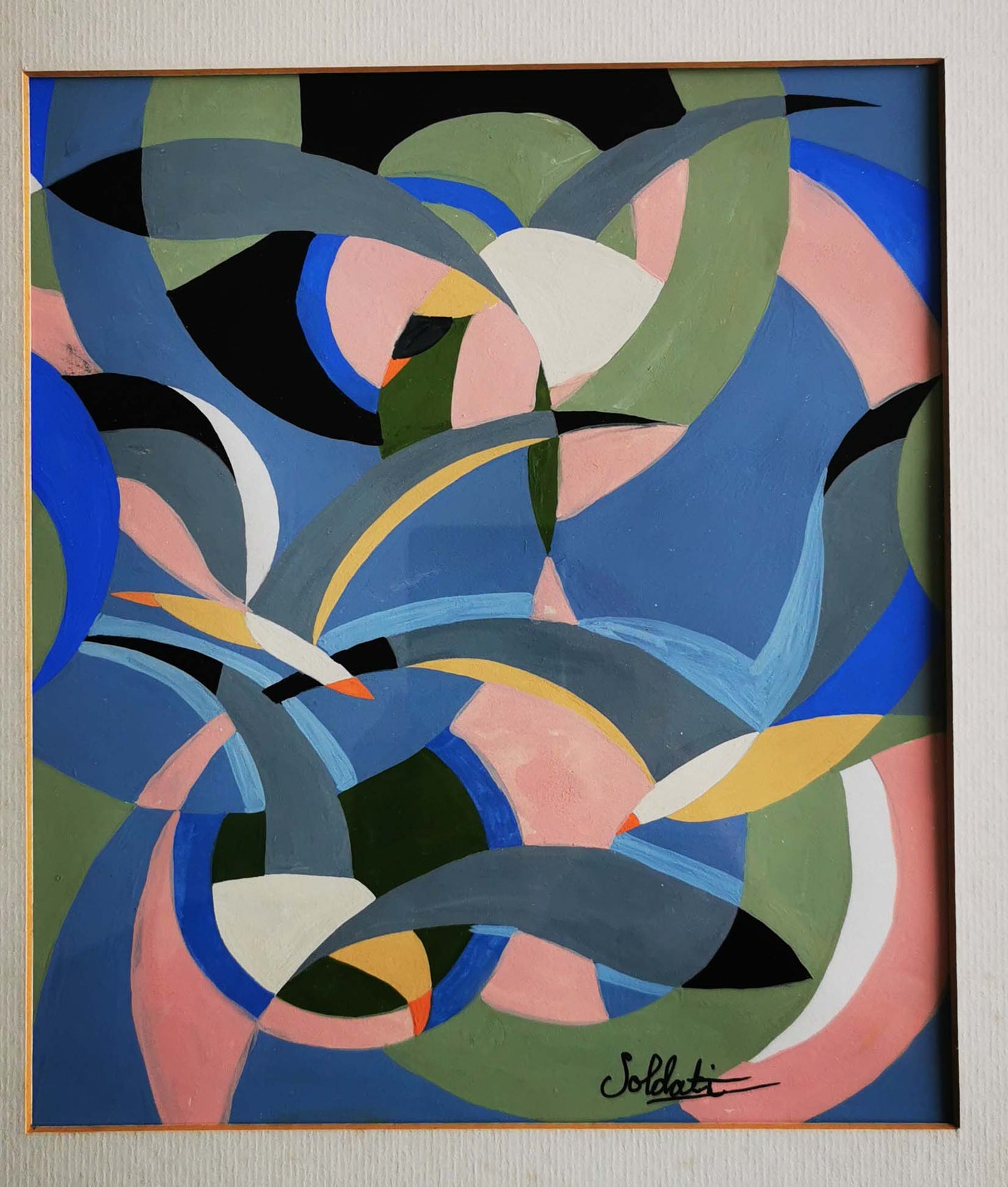 Atanasio Soldati, "Gabbiani II", Gouache on paper, Italian Abstraction Art