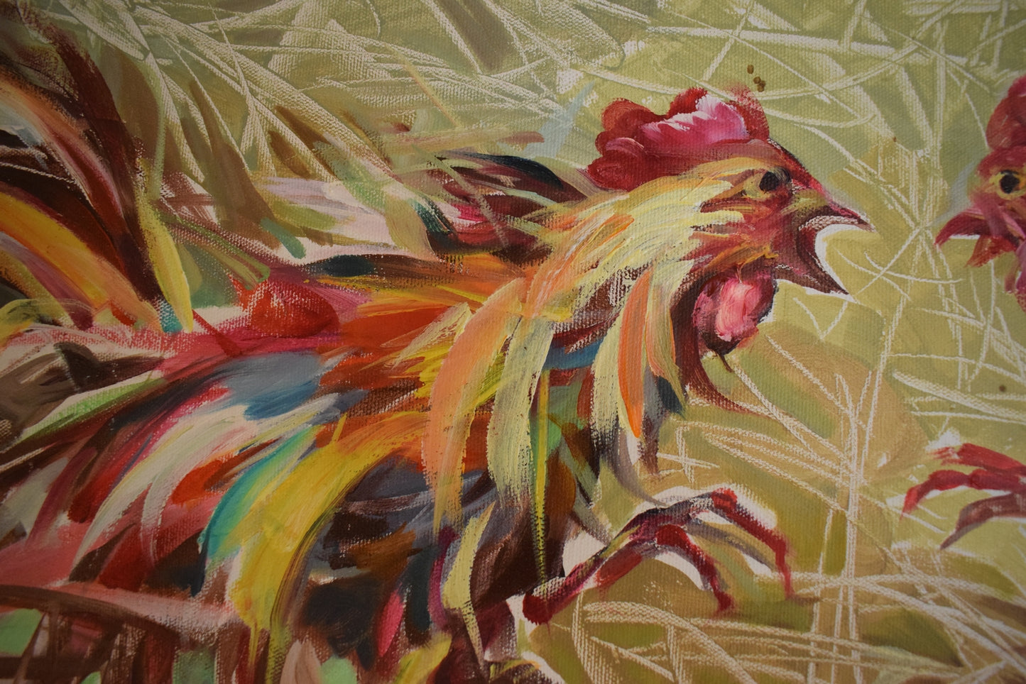 Luther Esho Adam - Cockfighting, Oil on canvas - Iraqi Contemporary Art