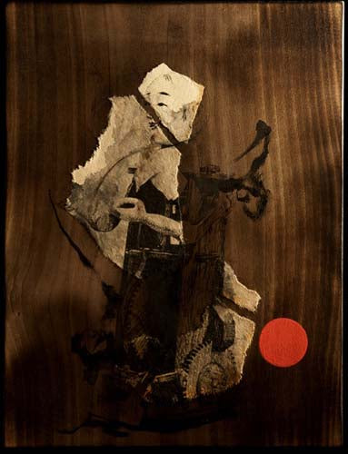 Karakuri 2, mixed media on wood by Nishi