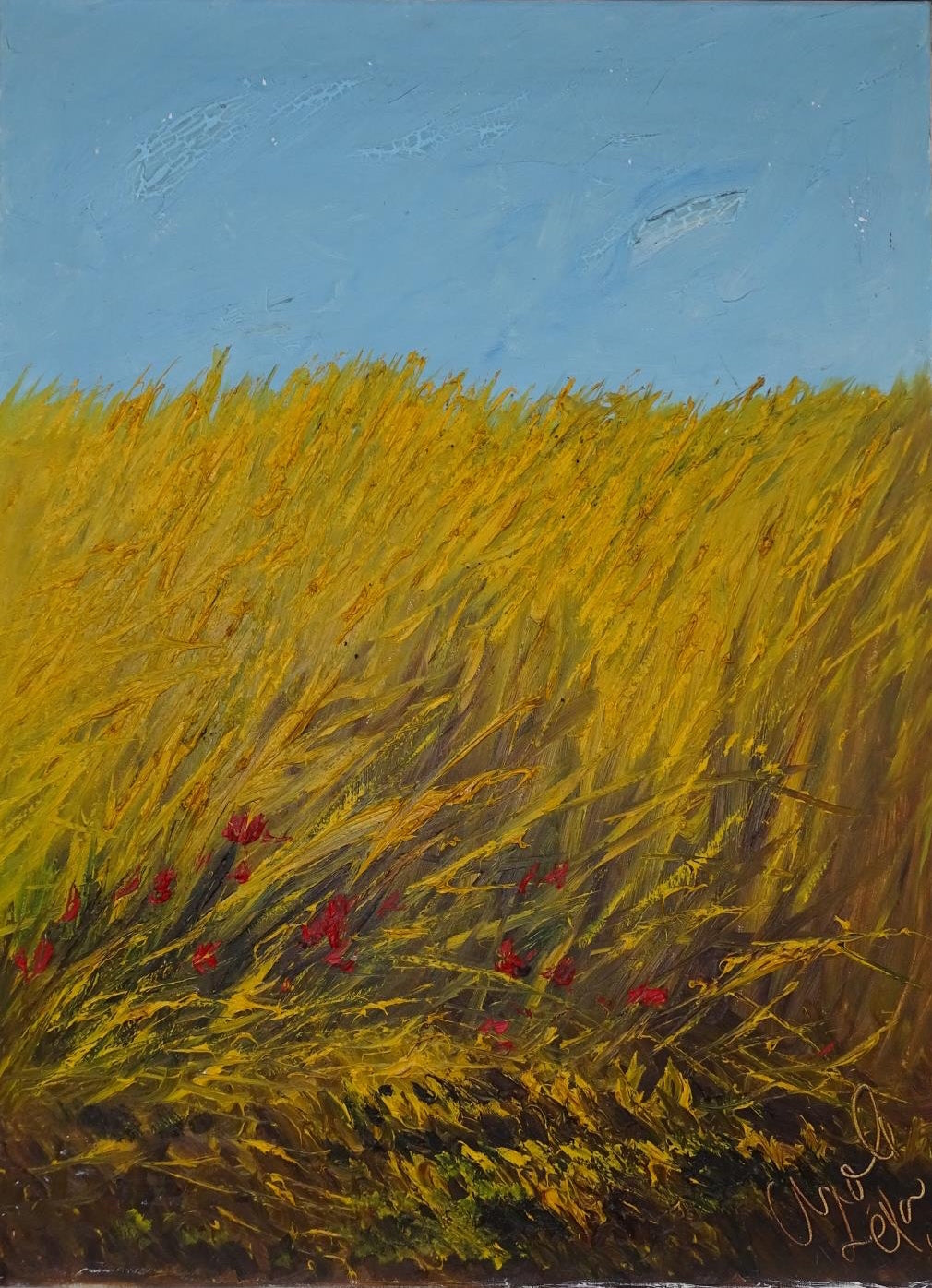 Fields of gold, impasto oil on canvas by Chelo Lela