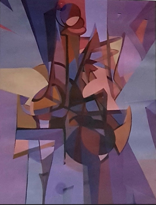 Purple composition, gouache on paper by Carlo Marangio